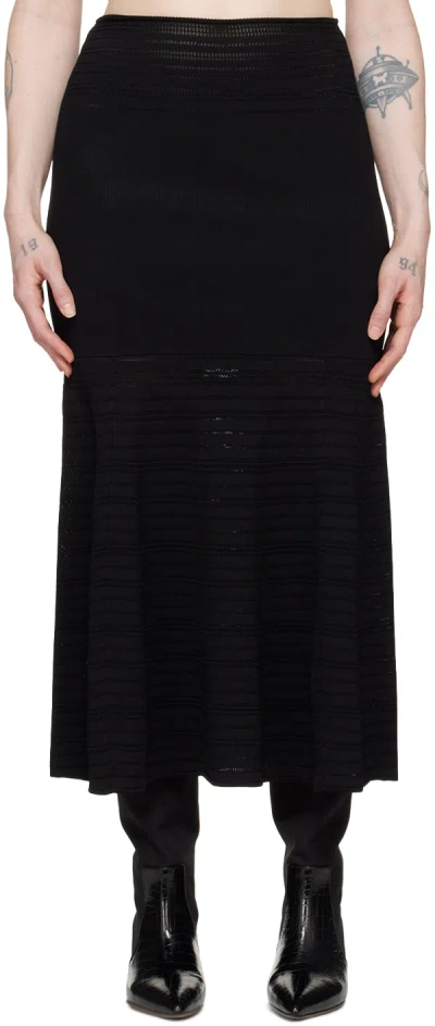 Victoria Beckham Black Fit & Flare Midi Skirt