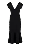 VICTORIA BECKHAM BLACK FLARED DRESS WITH SCALLOPED HEM FOR WOMEN