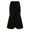 Victoria Beckham Black Flared Midi Knit Skirt In Black