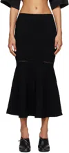 VICTORIA BECKHAM BLACK FLARED MIDI SKIRT