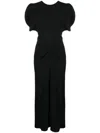 Victoria Beckham Womens Black Slim-fit Ruched Stretch-woven Maxi Dress In Black