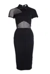 Victoria Beckham Black Graphic Lace Fitted Dress In Black