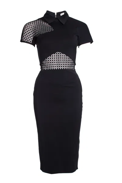 Victoria Beckham Black Graphic Lace Fitted Dress