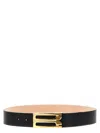 Victoria Beckham Adjustable Oversized Belt Gold-tone Buckle In Black