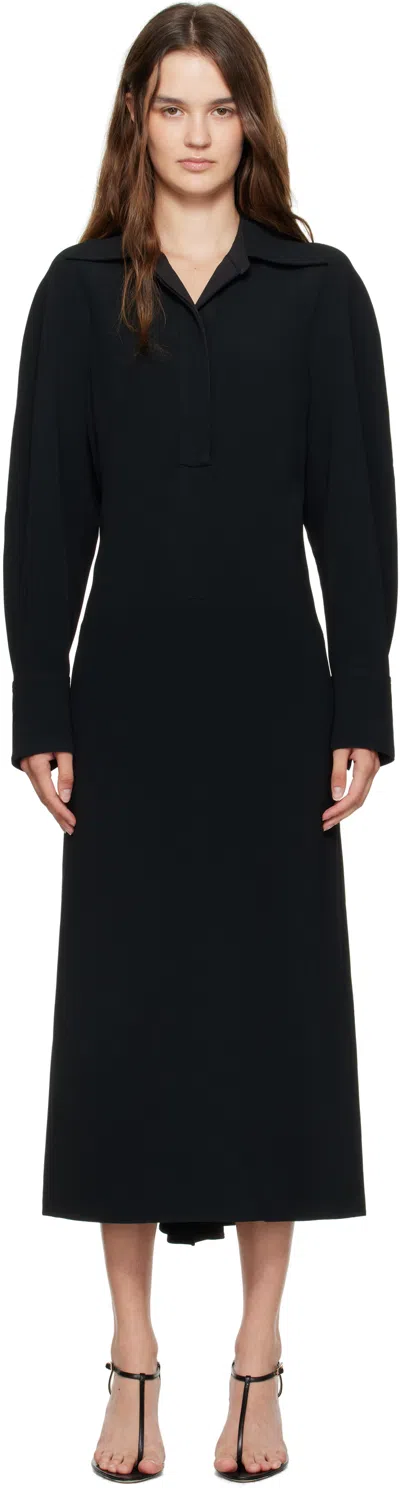 Victoria Beckham Women Black Long Sleeve Polo Collar Midi Dress, Xs Luxury Dresses For Women Darveys