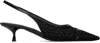 Victoria Beckham Black Mesh Slingback Kitten Heel In 21090-001-black