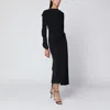 Victoria Beckham Draped Jersey Midi Dress With Asymmetric Hem In Black