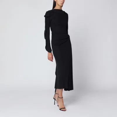 VICTORIA BECKHAM VICTORIA BECKHAM  BLACK MIDI DRESS IN DRAPED JERSEY