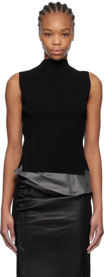 Victoria Beckham Black Mock Neck Top