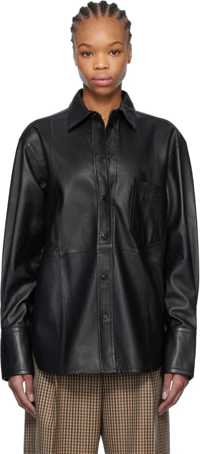 Victoria Beckham Black Oversized Leather Shirt