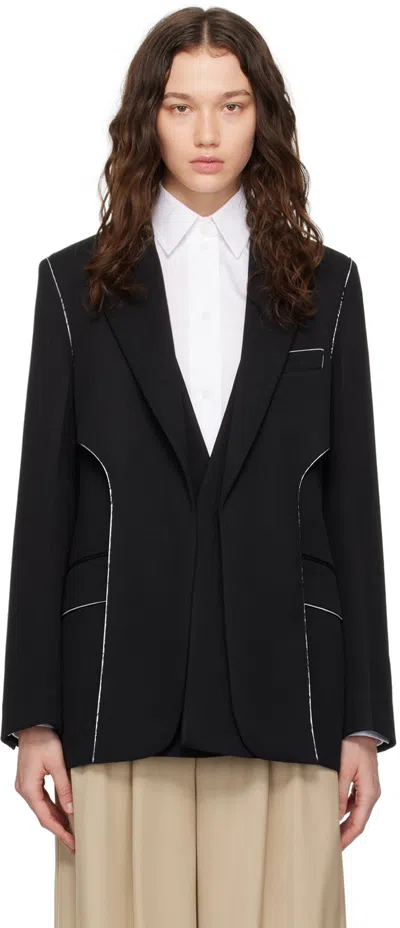Victoria Beckham Panelled Contrast-trim Blazer In Black