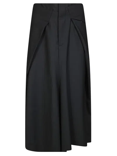Victoria Beckham Black Pleated High Waisted Midi Skirt