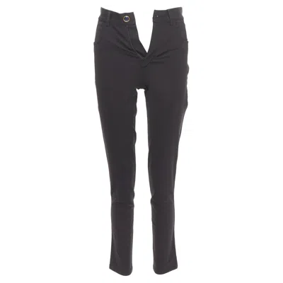 Pre-owned Victoria Beckham Black Polyamide Blend High Waisted Navy Gold Button Pants Uk6 In Blue