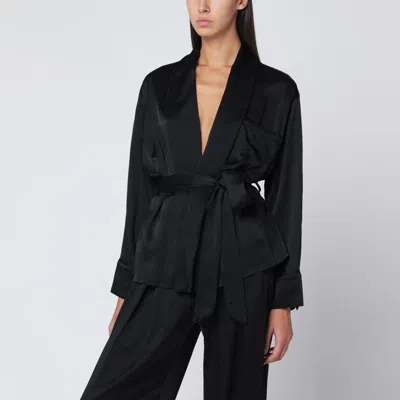 VICTORIA BECKHAM VICTORIA BECKHAM  BLACK PYJAMA BLOUSE IN CRÊPE SATIN