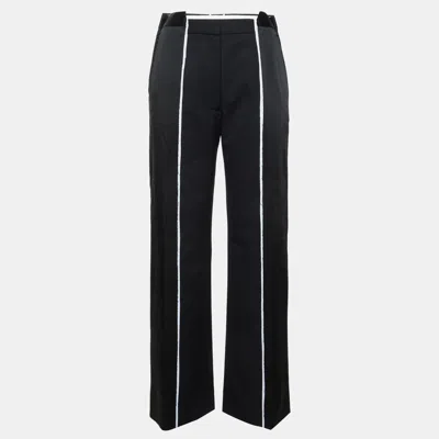 Pre-owned Victoria Beckham Black Satin And Wool Blend Deconstructed Trousers S