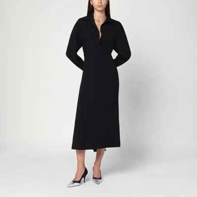 Victoria Beckham Black Satin Shirt Dress Midi