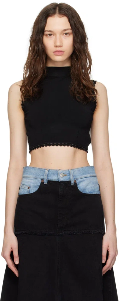 Victoria Beckham Scallop Trim Cropped Tank Top In Black