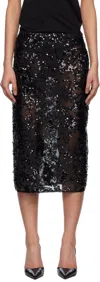 Victoria Beckham Sequin-embellished Pencil Midi Skirt In Black