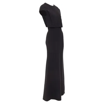 Pre-owned Victoria Beckham Black Silk Wool Crepe Layered Gown