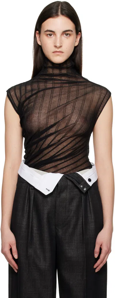 Victoria Beckham Black Sleeveless High Neck Bodysuit