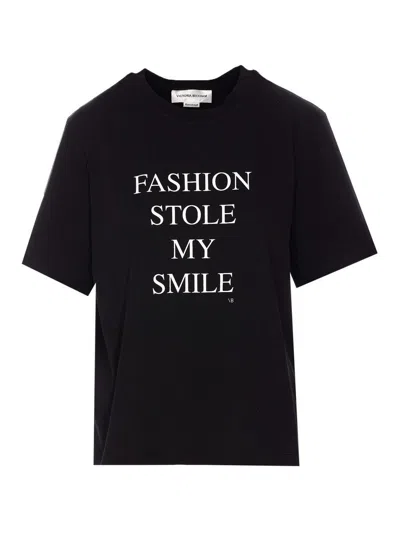 Victoria Beckham Slogan Printed Organic Cotton T-shirt In Black