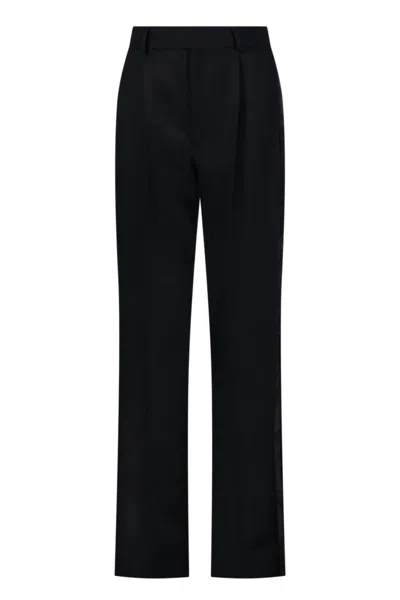 Victoria Beckham Black Straight Leg Tailored Front-darts Polyester-blend Pants