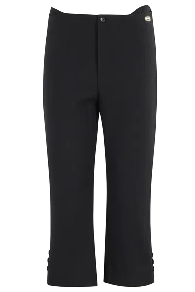 Victoria Beckham Tab Detail Double Crepe Crop Pants In Black