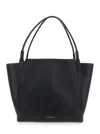 Victoria Beckham Victoria Black Handbag With V Stitching On The Front And Embossed Logo Lettering On The Front In Lea In Black