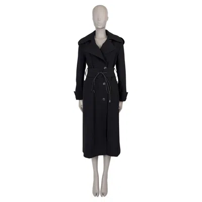 Pre-owned Victoria Beckham Black Wool 2020 Belted Midi Coat Jacket 8 Xs
