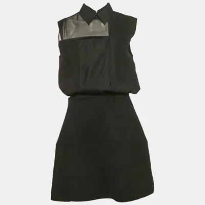 Pre-owned Victoria Beckham Black Wool Blend Sleeveless Mini Dress M