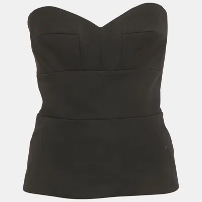 Pre-owned Victoria Beckham Black Wool Strapless Corset Top M