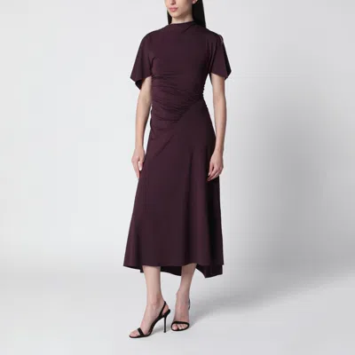 Victoria Beckham Womens Blackcurrant Cap-sleeve Draped Satin Midi Dress In Purple