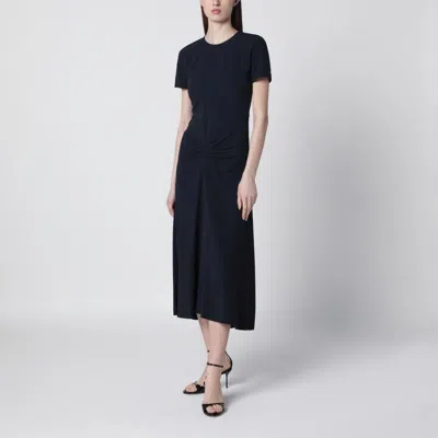 Victoria Beckham Womens Gathered Short-sleeve Stretch-woven Midi Dress Black