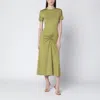 Victoria Beckham Gathered Waist Midi Dress With Knotted Detail In Green