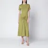 Victoria Beckham Gathered Waist Midi Dress With Knotted Detail In Green