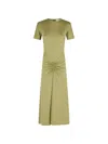 Victoria Beckham Gathered Waist Midi Dress With Knotted Detail In Green