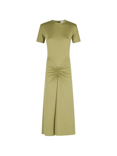 Victoria Beckham Blaire Dress With Gathered Waist In Yellowish Green
