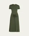 Victoria Beckham Blaire Gathered Waist Midi Dress In Green
