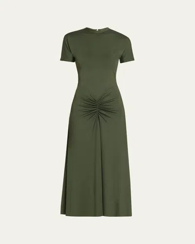 Victoria Beckham Blaire Gathered Waist Midi Dress In Green