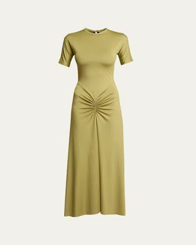 VICTORIA BECKHAM BLAIRE GATHERED WAIST MIDI DRESS