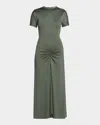 Victoria Beckham Blaire Gathered Waist Midi Dress In Green