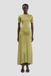 Victoria Beckham Gathered Waist Midi Dress With Knotted Detail In Green