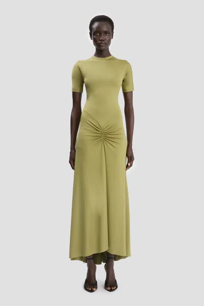 VICTORIA BECKHAM BLAIRE MIDI DRESS IN GREENFINCH