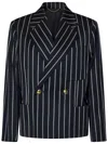 Victoria Beckham Double-breasted Cropped Blazer Jacket In Blue