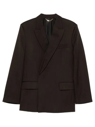 Victoria Beckham Blazer Monopetto In Twill Mouliné Cacao In Brown