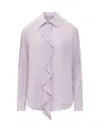 Victoria Beckham Ruffled Silk-chiffon Shirt In Purple