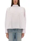Victoria Beckham Bow Detail Oversized Striped Blouse