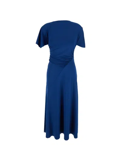Victoria Beckham Blousey Asymmetric Dress In Blue