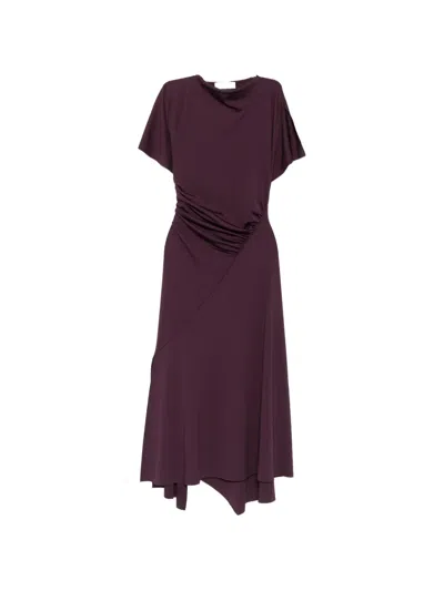 Victoria Beckham Womens Blackcurrant Cap-sleeve Draped Satin Midi Dress In Purple