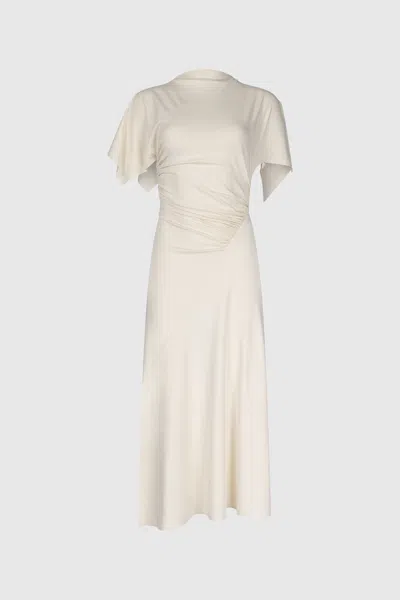 Victoria Beckham Blousey Midi Dress In Ivory In White